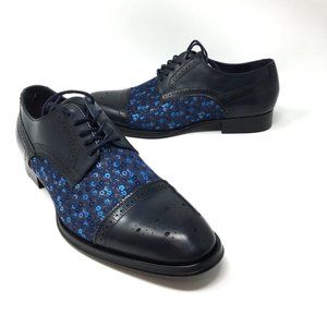 Tallia Orange Navy Floral Bonito Cap Toe Oxfords